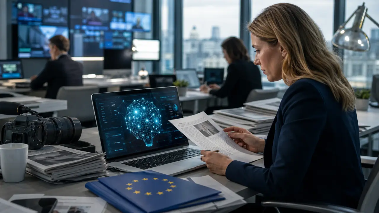 Illustration abstraite d'une rédaction face aux régulations de l'intelligence artificielle