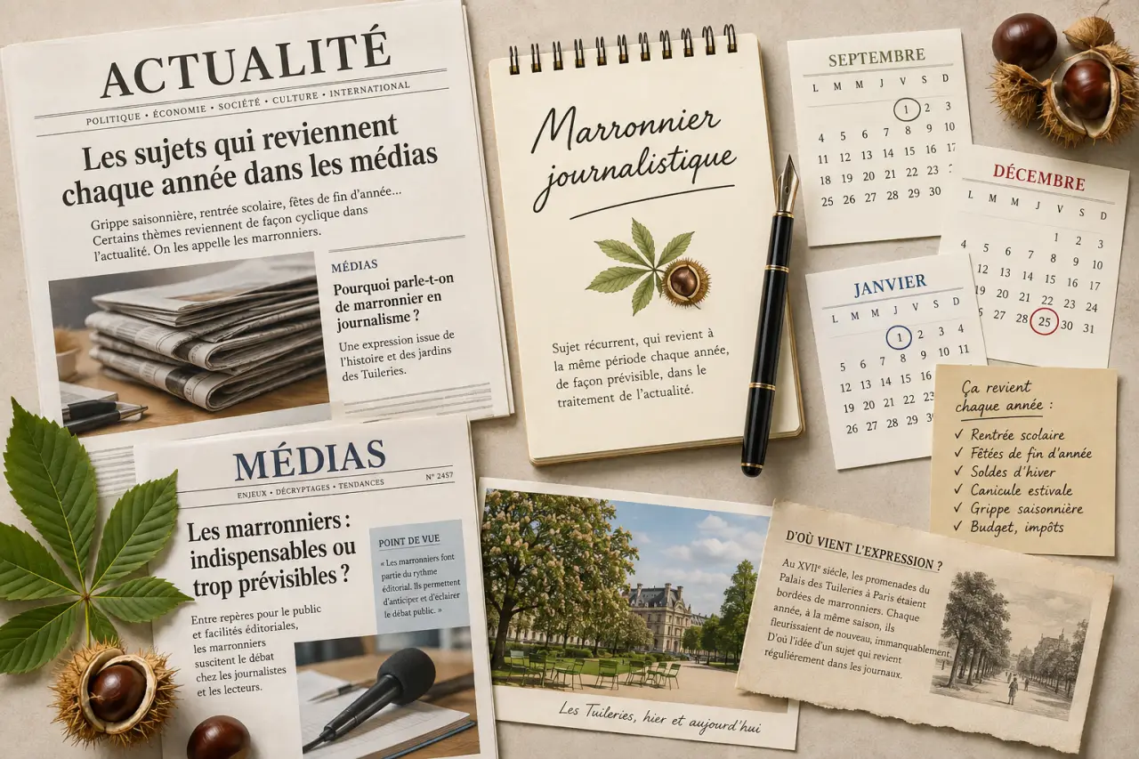 Pourquoi parle-t-on de marronnier en journalisme ? Définition, Tuileries, exemples